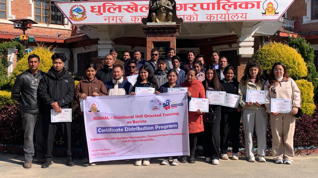 धुलिखेलमा ५ महिने OJT सहितको बारिष्टा तालिम सम्पन्न